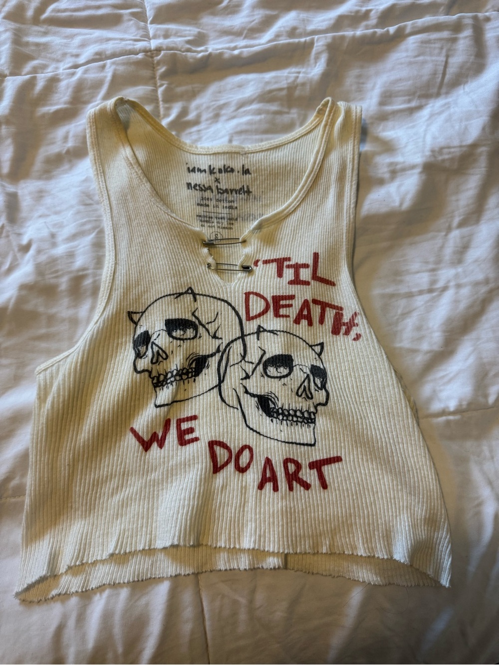 Cream Graphic 'Til Death' Ribbed Tank